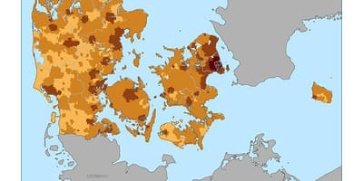 Danimarka dendësia e popullsisë map